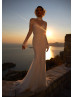 High Neck Ivory Glitter Lace Romantic Wedding Dress